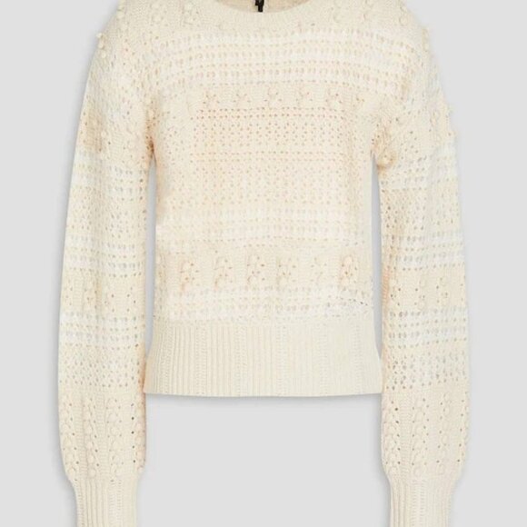 Rag & Bone Womens Lo Pointelle-Knit Wool Blend Sweater Sz L  Natural Minimalist - Picture 2 of 8